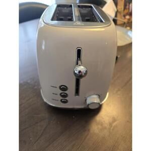 REDMOND 2 Slice Toaster, Retro Stainless Steel with Bagel, Cancel, Defrost Cream